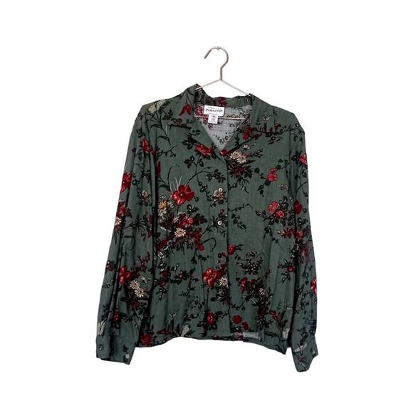 Pendleton Country Floral Wool Blend Blouse - Size Large 16 - Picture 1 of 6